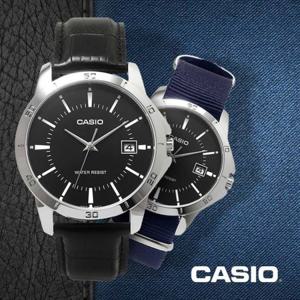 CASIO 카시오 MTP-V004L-1A 남성 가죽+블루 나토시계