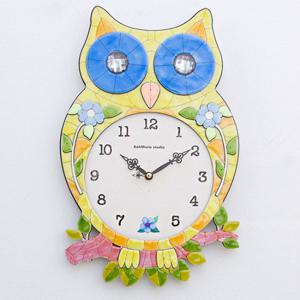 파스텔봉봉 부엉이 무소음 벽시계