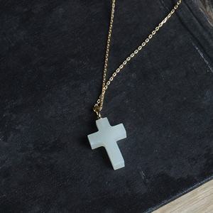 JADE U 제이드유 춘천옥 십자가 팬던트 옥목걸이 J-608