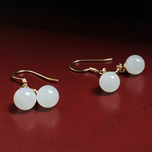 JADE U 제이드유 춘천옥 두줄 옥귀걸이 J-922