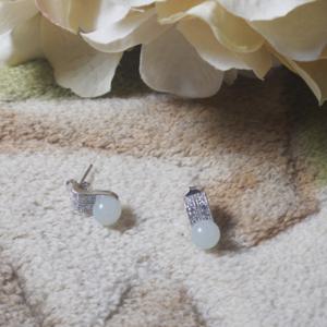 JADE U 제이드유 춘천옥 두줄큐빅 옥귀걸이 J-956