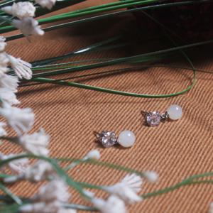 JADE U 제이드유 춘천옥 큐빅 체인 옥귀걸이 J-685