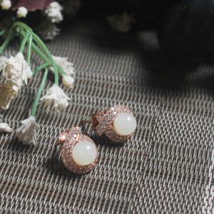 JADE U 제이드유 춘천옥 하프큐빅 옥귀걸이 J-951