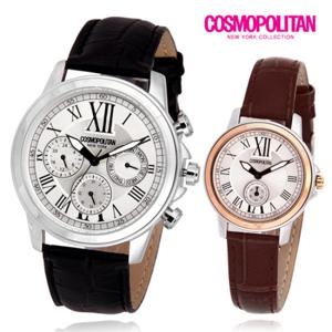 [코스모폴리탄] 남성 여성 커플 가죽 시계 CPL1416