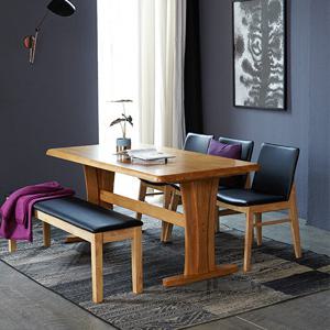 베스트리빙 오츠카 빈츠 1600 우드슬랩 고무나무 6인 식탁세트/벤치형