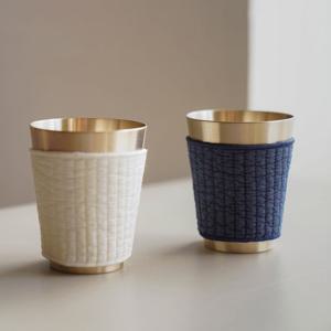 놋담 방짜유기 유기컵 누빔홀더 2인세트 4P