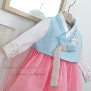 [한설한복]1589.S 여자여자스러운 연하늘 여아한복