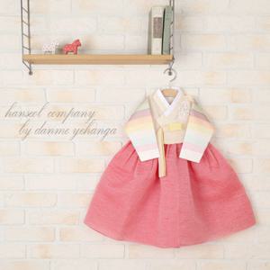 [한설한복]1593.S 크레용파스텔 베이지 여아한복