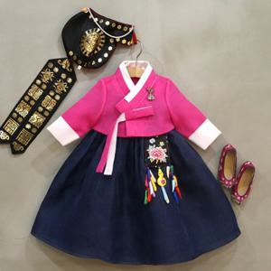 [한설한복]1647.S 체리빛 유아 여아돌한복