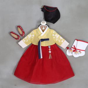 [한설한복]1656.S 안개꽃 레드 여아돌한복