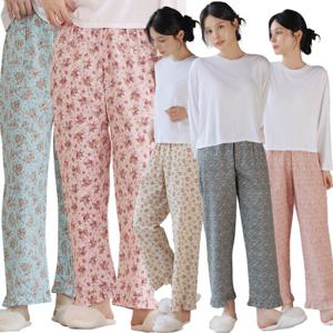 마누아 여성 고밀도 순면 플라워 9부 얇은 파자마/잠옷바지