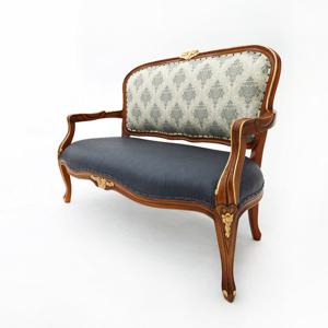[퍼니프랑] 엔틱가구 TR 25 리버티 2인 블루 소파 겸용 의자