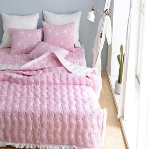 프릴 시어서커 여름이불 버니 이불베개커버Q세트 핑크