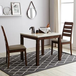 베스트리빙 제니스 루마니아 월넛 2인용 화강암 대리석 식탁 세트/의자 2개