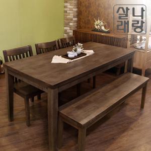 [나랑살래] 카라) 원목 6인 식탁세트 / 벤치 2