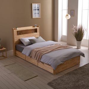 장인가구 플랫 베이직 LED 고무나무 원목수납침대 독립라텍폼SS