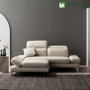 [리뷰이벤트]우아미가구 커브 3인 무빙헤드 가죽 소파+스툴2color