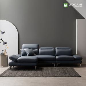 [리뷰이벤트]우아미가구 커브 4인 무빙헤드 가죽 소파+스툴 2color