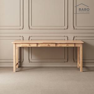 라로퍼니처 몬타 고무나무 원목 내추럴 1800 책상 2인