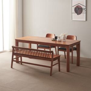 라로퍼니처 발렌시 1900 참죽나무 원목 6인 식탁 세트 (식탁+의자2+벤치1)