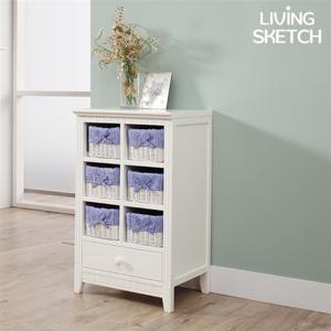 [리빙스케치] 아뜨리에 마린6 라탄바구니 수납장[착불]원목서랍장