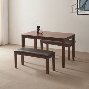 라로퍼니처 로렌 1250 아카시아 원목 4인 식탁 세트 (식탁+벤치2)