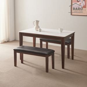 라로퍼니처 로렌 1250 포세린 통 세라믹 4인 식탁 세트 (식탁+벤치2)