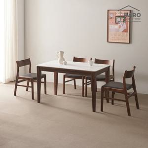 라로퍼니처 로렌 1250 포세린 통 세라믹 4인 식탁 세트 (식탁+의자4)