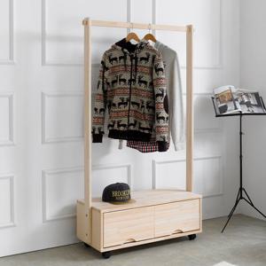 편백 원목 1단 이동식 행거 옷정리대 티셔츠 정리함