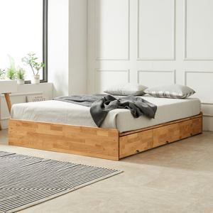 엘다 원목 벙커 서랍 무헤드 수납 침대 라지킹