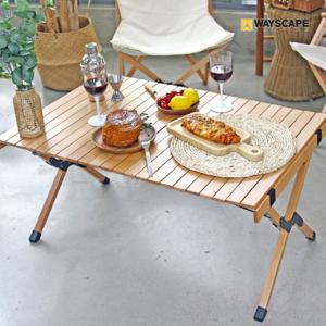 웨이스케이프 캔버스 비치목 대형 우드 롤 접이식 감성 테이블