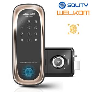 웰콤 디지털도어락 클릭온 지문인식+번호키 블루투스(옵션) 지문인식0.9초 즉시잠금 내부이중잠금 허수기능 고온감지 전기충격무력화 강력한내구성 현관키 현관문 도어록