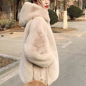 퍼코트 보송보송 후드 퍼 점퍼 여자 미디 코트 집업 자켓