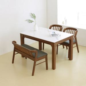 [헤닝] 라운지 4인 통세라믹 식탁세트-벤치형