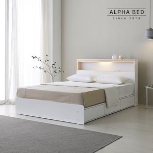 [MD추천]알파침대 나르 LED 편백나무 수납 침대프레임 Q