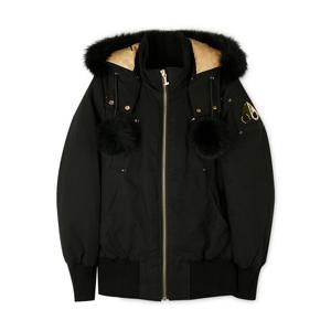 무스너클 여성 골드 로고 봄버 블랙 패딩