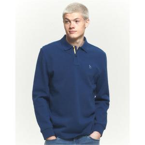 헤지스 남성 24FW 아이코닉 블루 긴팔 피케 카라 티셔츠 HZTS4D431B3