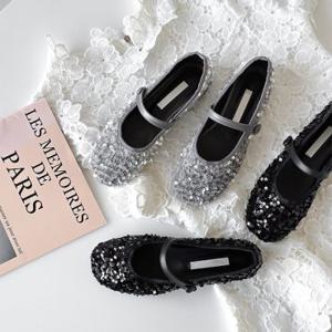 [할리샵] (212C1) 스팽글 메리제인 플랫 2cm