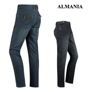 [기타브랜드]남자 테이퍼드 중년 스판 기모 중청 블랙 데님 청바