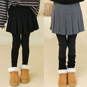 [모데쯔]주니어 겨울 기모 분또스판 무지 치마 레깅스 행사 등교 초등학생