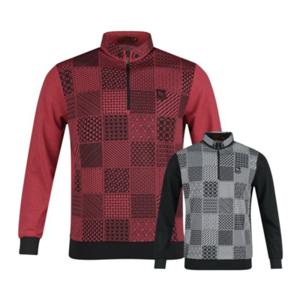 [럭스골프]남성 봄 여름 골프웨어 반집업 배색 골프 긴팔 티셔츠