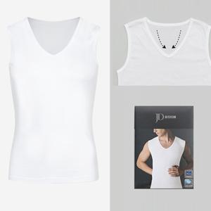 제임스딘 남자흰런닝 브이넥 순면 실켓 면100 메리야스 런닝구