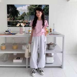 [옷자락]여자 폭닥기모 트랙수트 필기체 겨울바지 조거팬츠