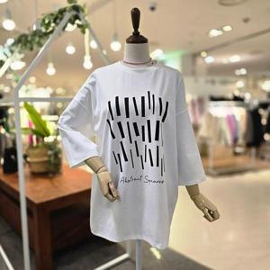 [멜로디가든]  M4S2T123_사각패턴 가오리핏티셔츠