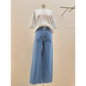 [숲] (SA3DP32) 세미와이드 투버튼 데님 팬츠