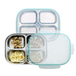 바른식판 스텐 4구 4칸 나눔 도시락통 식판 민트 찬합