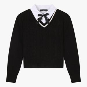 [더데이걸]블랙 셔츠 카라 스웨터 TGKA24W04