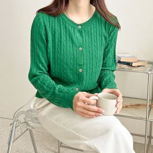 샵앤) 여성 라운드 꽈배기 니트 가디건 21DS-WCD-3781-핑크