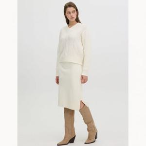 [올리브데올리브]허리 밴딩 슬릿 H라인 니트 스커트 (OK4WSA74)