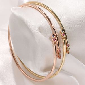 [오운] 14K 멀티 사파이어 뱅글 팔찌